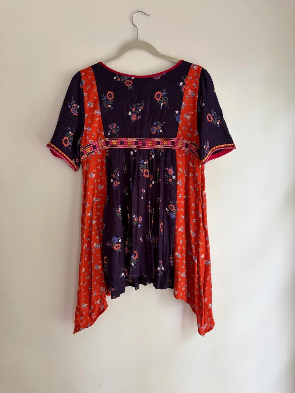 Anthropologie Floreat Embroidered Floral Short Sleeve Boho Blouse Size 8